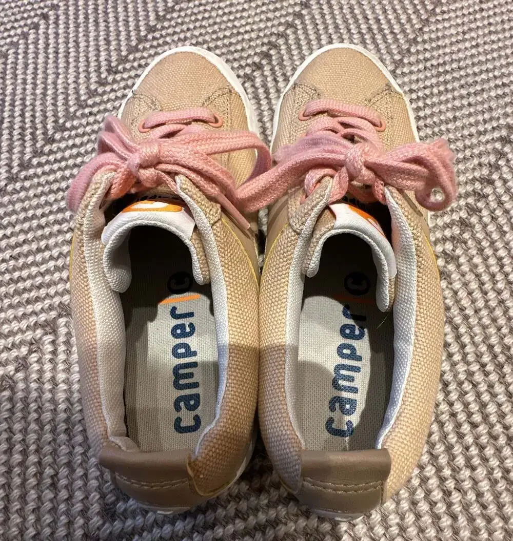 Camper Imar Women's Beige Canvas Sneakers with Pink Laces